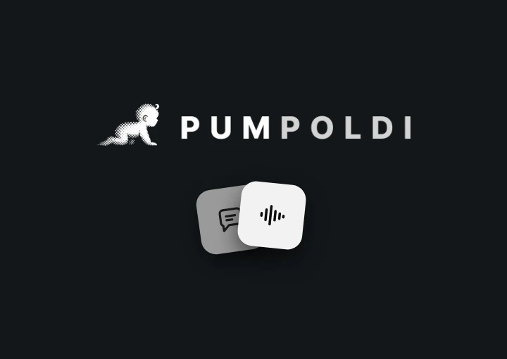 Pumpoldi logo with chat and voice channel icons